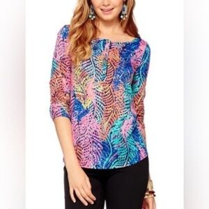 Lilly Pulitzer Electric Feel Porter Henley Long Sleeve Tee